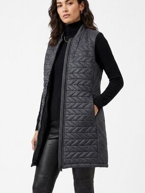 Alchemy Equipment Black Quilted Long Vest Tunic Size L Puffer Sleeveless